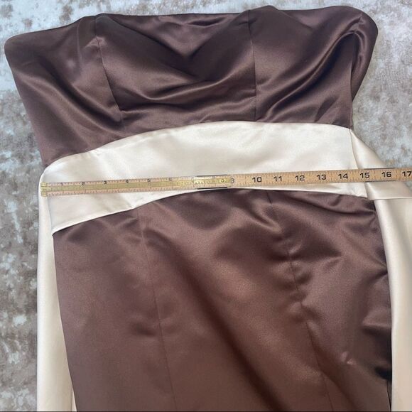 Bill Levkoff gown Chocolate brown bridesmaid dress Strapless Formal Dress SZ 8 - Picture 7 of 14
